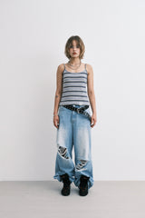 stripe sleeveless (blue)