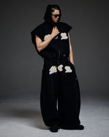 M.C.R. code stud zip-up vest HD BK