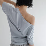 [Caretin] One-Shoulder Raglan Short Sleeve T-Shirt - 5color