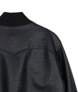 High Neck Leather Crop Jacket - Black