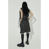 RIBBON MINI DRESS: CHARCOAL