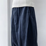 Seamed Washed Wide-Leg Trousers