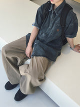  Loose Patch Washed Half Shirt 2C