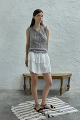 Ribbon sleeveless knit_gray