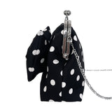 [Black.ver] ミディアムリボンポルカドットフレームバッグ (handmade bag)