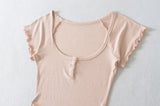 エヴァニア ボタン スリム Tシャツ