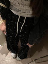 レースリボンバンディングワイドパンツ
