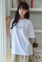 26SS★ Cat's Heart Chain Embroidery Short Sleeve Tee