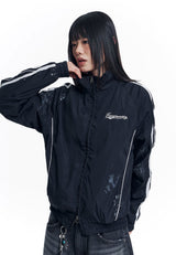 Dirty Nylon Piping Track Jacket - Black