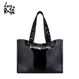 LuoLuoroom  "Woke up sexy as hell again" printed leather extra large tote bag