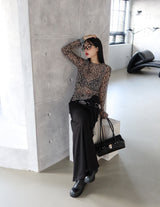 leopard leopard see-through T-shirt