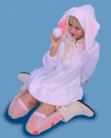 rabbit ear pom-pom hood (2color)