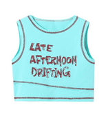 Chemical Girls American style letter print sporty pure cotton tight short backless vest with straps