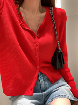 Loop Summer Ribbed Knit Cardigan / 4 colors