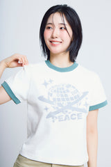 ユニバーサルプリント ½Tシャツ (ivory/green)