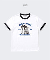 エッセンシャルスタンダード半袖リンガーTシャツ Travel Bear ホワイト