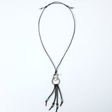 turquoise & leather cord beads necklace black