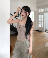Mobi Ruffle Lace Ribbed Sleeveless