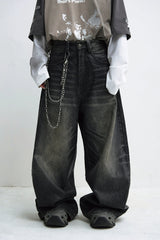 Hand-Painted PU Washed Jeans