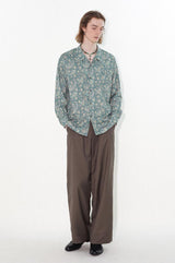 Retro style cashew flower Cuban collar straight long-sleeved floral shirt