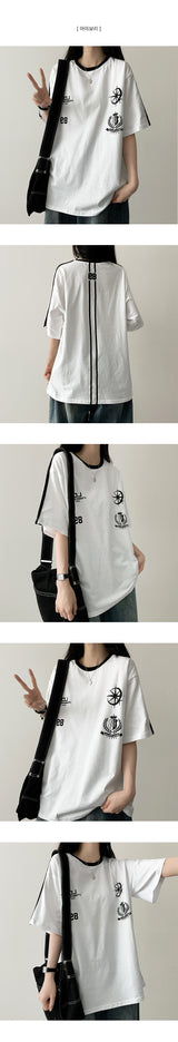 Patterned Track Line Short Sleeve Tee