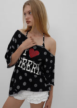 [MADE] チリドットプリントオフショルダーショートスリーブTシャツ