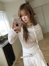 Lace scarf drape T