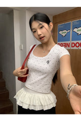 クラシックドットUネッククロップ半袖Tシャツ
