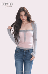 Pink gray bolero top two-piece