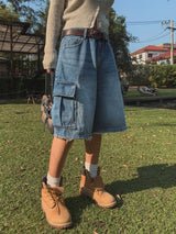 アインカットカーゴバーミューダデニムパンツ