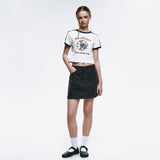 SunFlower Crop Ringer T-Shirt_White