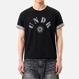 ロールアップスリーブクロップド半袖Tシャツ クラックソーラー ブラック