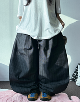 STRIPE NON-FADE DENIM VER ❤‍🔥 ツープリーツバルーンコットンパンツ 🖤 - 2 COLORS