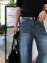 Look Treasure Teen Washed Linen-Like Wide Denim Pants