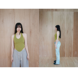 ホルターネックニットベスト_OLIVE