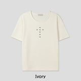 クロススタッズ リブ 半袖Tシャツ
