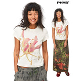 Knitted floral print skinny short-sleeved T-shirt