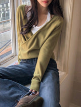 LP Cozy V-neck Wrap Knit (3color)