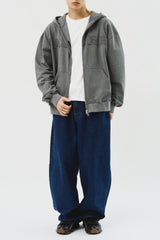 Pigment Applique Hooded Zip Up (3color)