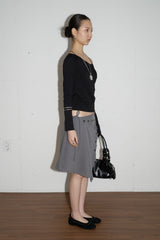 Button String Midi Skirt (Gray)