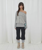 DRAWING STRIPE OFF-SHOULDER (GRAY) F26QB044