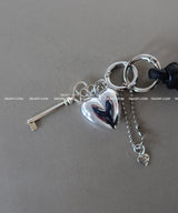 Heart key strap layered keyring