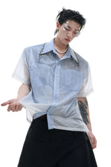 Ombre Fringe Short Sleeve Shirt