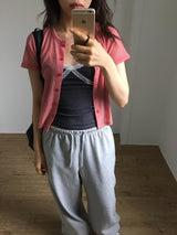 Striped mini cardigan (4color)