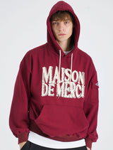 UNISEX カーゴポケット DISPLACE ロゴ フード バーガンディー０(FCE1TS102M)
