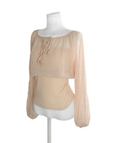 [ slit point ] forget-me-not long chiffon drape lose blouse