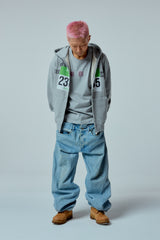 Street league artwork damage washing hoodie zip-up (Melange)