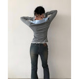 ベンツーボタンストライプブーツカット
