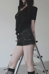 summer black cargo short pants