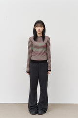 (W) Candy Fleece Striped Top